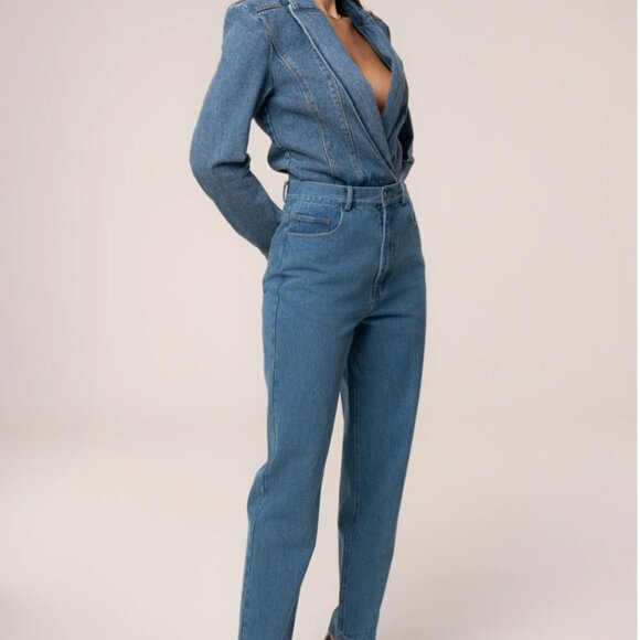 JuxLabel Denim Bodysuit Sz XL - Picture 6 of 9